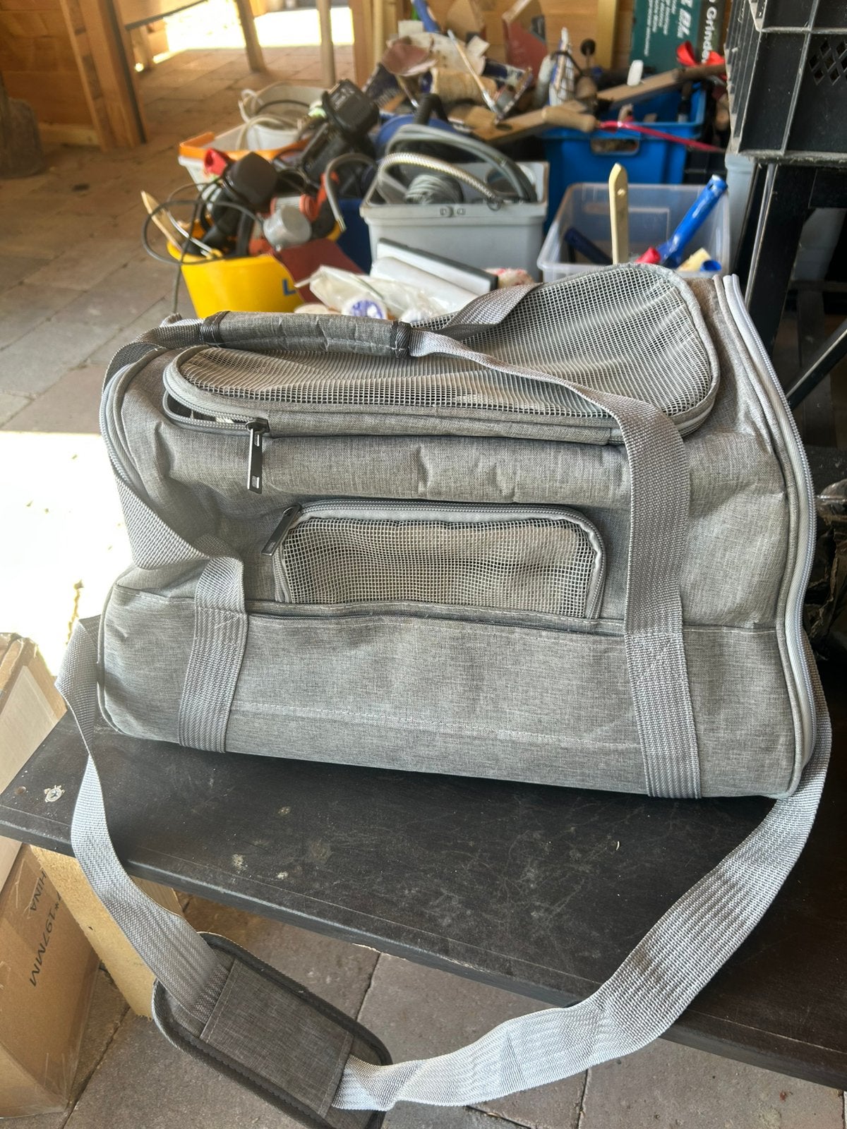 Hondenmand / Pet Carrier - Uitklapbaar - Grijs - Mesh, D, Ophalen of Verzenden, Zo goed als nieuw, D