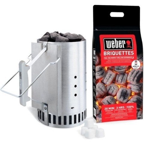 Nieuw ongebruikt Weber brikettenstarter groot inc. Briketten, Ophalen, Zo goed als nieuw, Weber