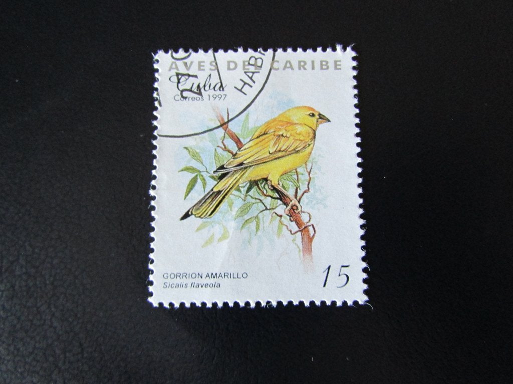 Postzegel Vogel: Saffraan-Gors uit Cuba, Ophalen of Verzenden, Gestempeld, Dier of Natuur