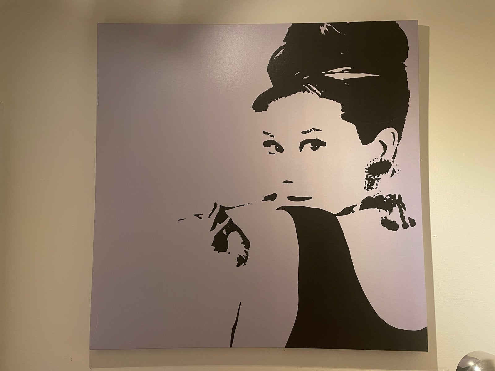 Audrey Hepburn Pop Art Schilderij, Ophalen of Verzenden, Print, Op houten frame, Portret