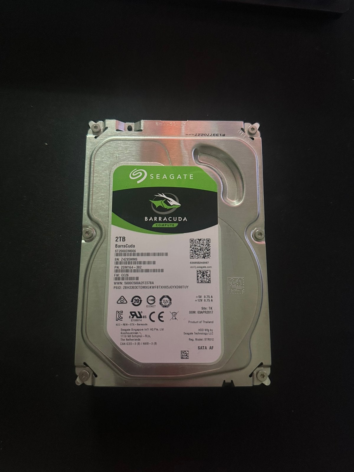 SEAGATE 2TB HDD, Computers en Software, Harde schijven, Ophalen of Verzenden, Zo goed als nieuw, Desktop