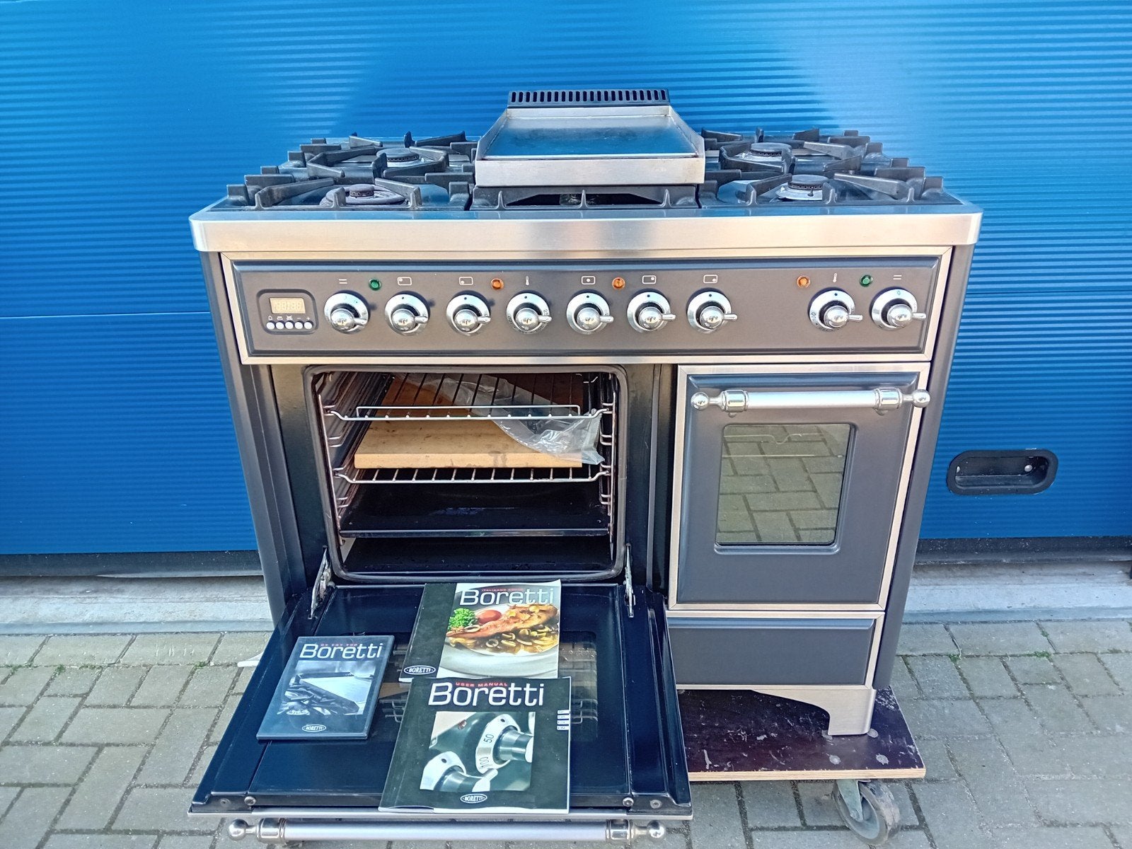 Luxe 100cm Boretti Majestic Fornuis met Dubbele Oven en Gas, Ophalen, Gebruikt, 60 cm of meer, 4 kookzones