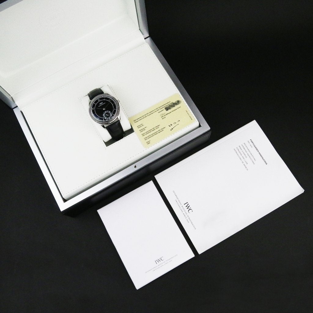 IWC Portugieser Hand-Wound 44 (Zeer goed/ 2010), Overige merken, Leer, Staal, Polshorloge