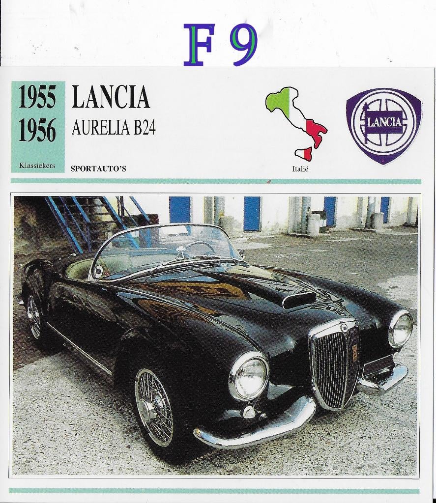 F9 autokaart lancia aurelia ( 1955 - 1956 ), Ophalen of Verzenden, Zo goed als nieuw, Auto's