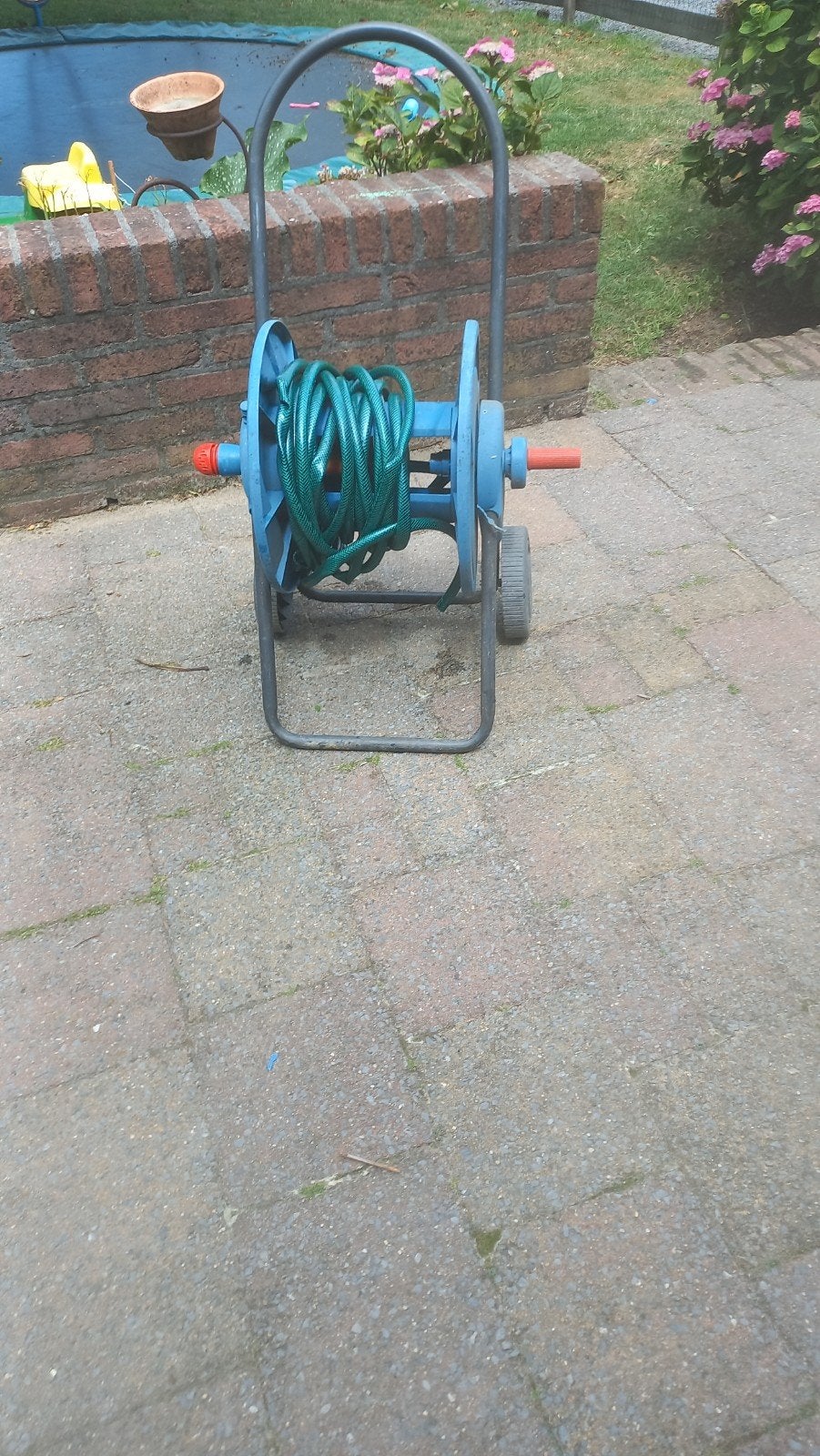 Tuinslanghaspel met slang - Gebruikt, Tuin en Terras, Tuinslangen, Ophalen, Gebruikt, Tuinslang