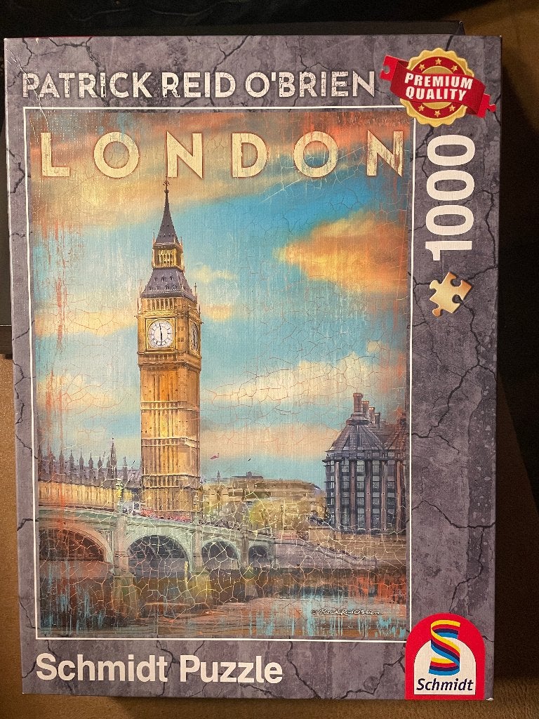 Schmidt legpuzzel 1000 stukjes Londen Patrick O’Brien, Ophalen of Verzenden, 500 t/m 1500 stukjes, Zo goed als nieuw, Legpuzzel
