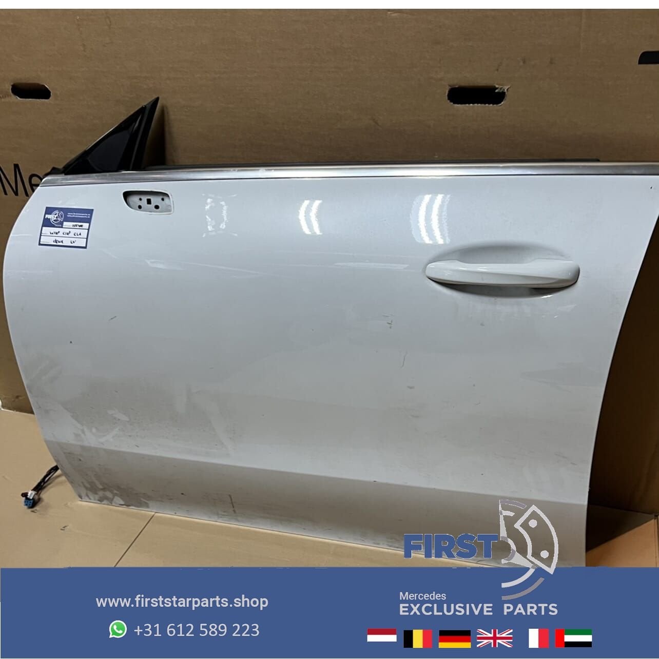 W118 C118 X118 CLA DEUR PORTIER WIT COMPLEET LINKSVOOR Merce, Auto-onderdelen, Gebruikt, -, Deur, Voor