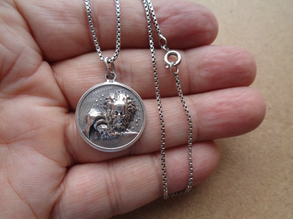 zilveren ketting met sterrenbeeld waterman [043], Met hanger, Verzenden, Zo goed als nieuw, Zilver