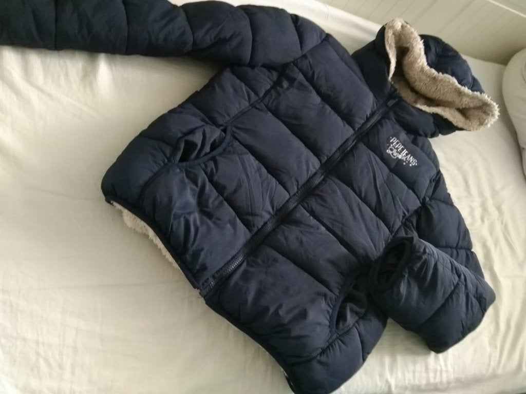 Donkerblauw winterjack PEPE JEANS maat 164 / unisex, Kinderen en Baby's, Kinderkleding | Maat 164, Ophalen, Gebruikt, Pepe Jeans