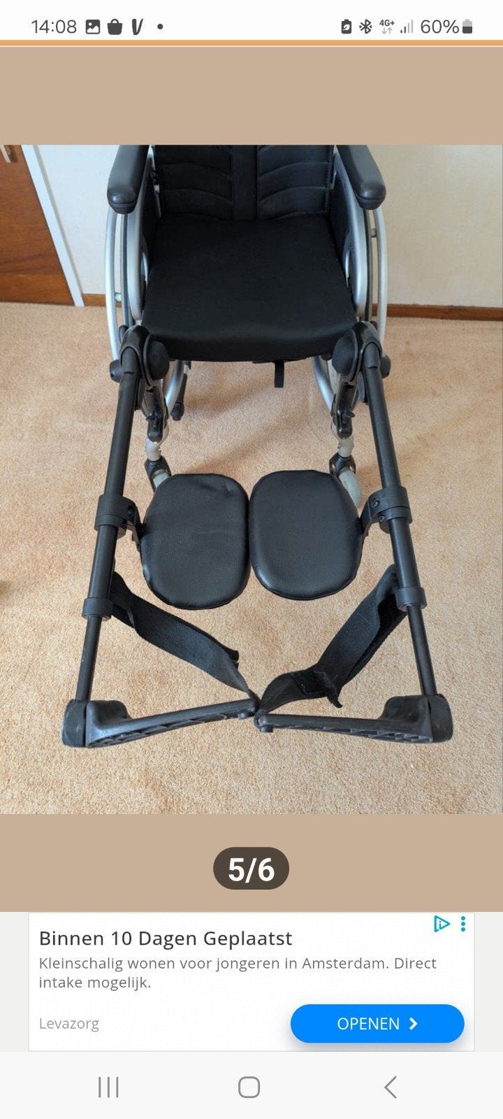 Comfort beensteunen been steunen rolstoel, Ophalen of Verzenden, Zo goed als nieuw, Duwrolstoel