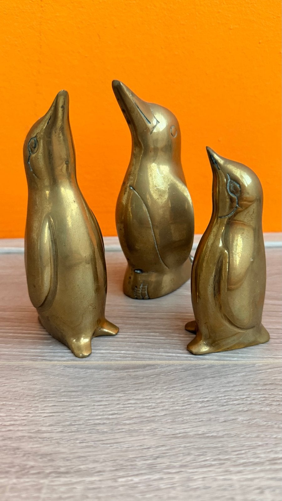 Set van 3 vintage messing pinguïn beeldjes, Ophalen of Verzenden, Koper