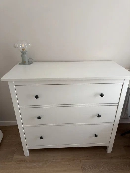 Ikea hemnes Witte ladekast met 3 laden, Ophalen, 100 tot 150 cm, 50 tot 100 cm, Zo goed als nieuw