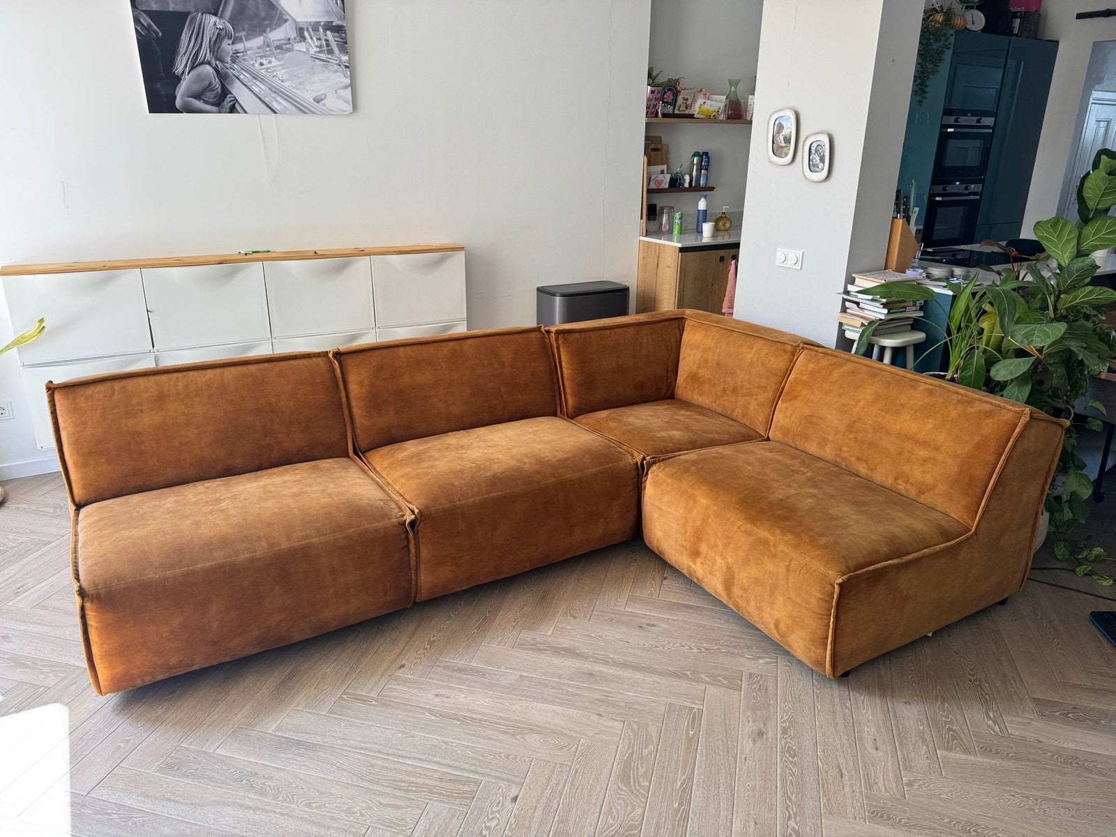 UMIX Studio Hoekbank okergeel - direct beschikbaar, Ophalen, Gebruikt, 100 tot 125 cm, Hoekbank