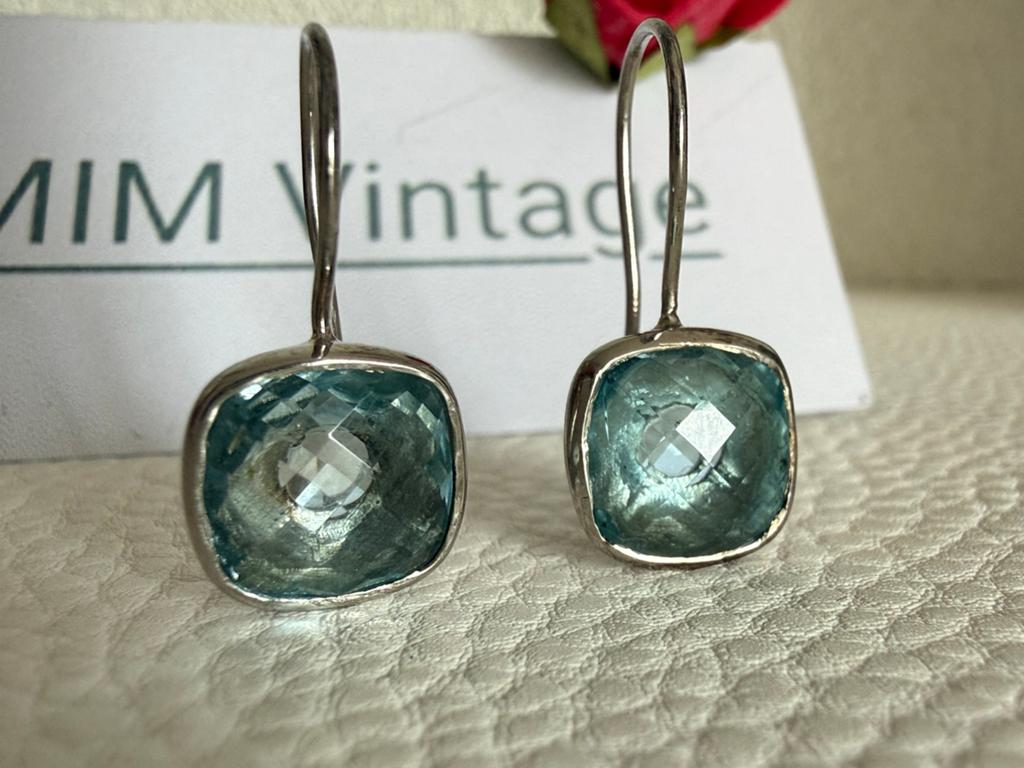 H208/Zilveren oorbellen met Blauwe geslepen Steen, Sieraden, Tassen en Uiterlijk, Oorbellen, Gebruikt, X, Zilver, Verzenden