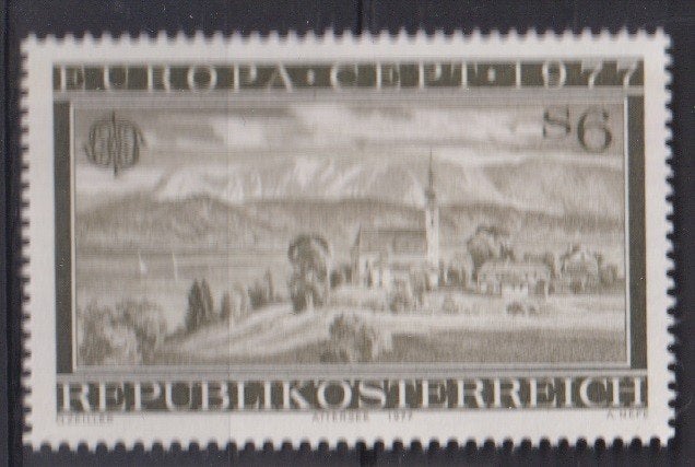 Oostenrijk 1977 EUROPA Schilderij Landschap Attersee, Verzenden, Postfris, Dier of Natuur
