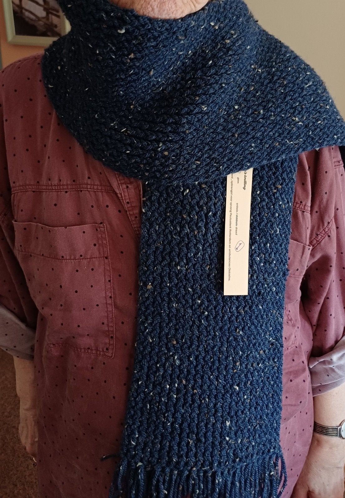 Shawls voor het goede doel (dames/heren), Grandpa's Knitting, Blauw, Maat 42/44 (L), Nieuw
