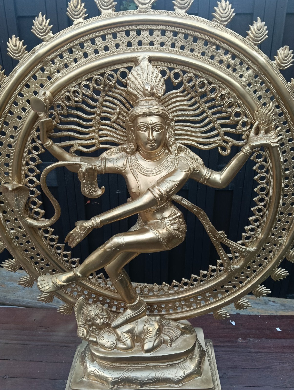 Grote Messing Nataraja Shiva Beeld - Dansende Shiva 81,28 cm, Ophalen, 50 - 100 cm, Handgemaakt, Beeld