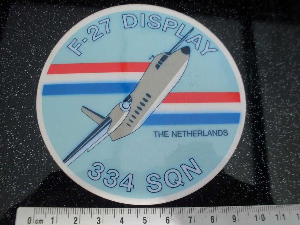 sticker squadron 334 F-27 display the netherlands logo, Verzenden, Zo goed als nieuw, Bedrijf of Vereniging
