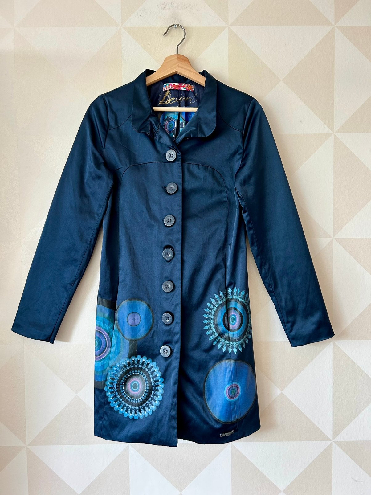 Desigual jas zomerjas donkerblauw cirkel M/38 zgan, Maat 38/40 (M), Blauw, Ophalen of Verzenden, Zo goed als nieuw