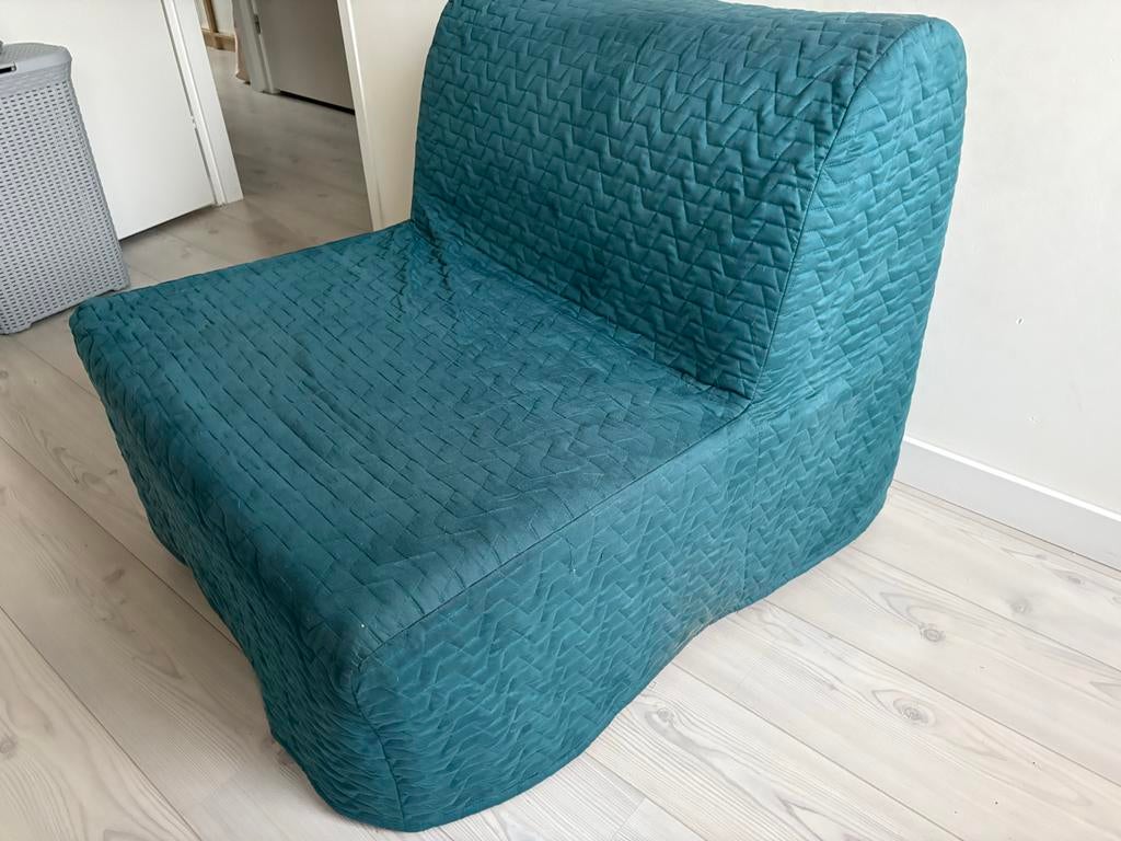 Slaapstoel / Logeerbed - Groen, Ophalen, 190 cm of minder, Zo goed als nieuw, Groen