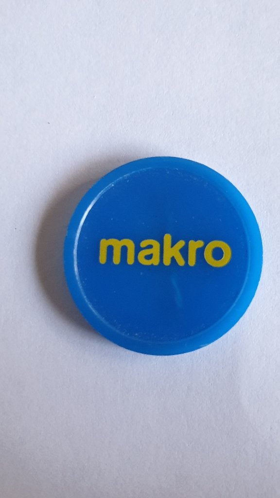 0813 winkelwagen munt makro, Verzamelen, Winkelwagenmuntjes, Verzenden