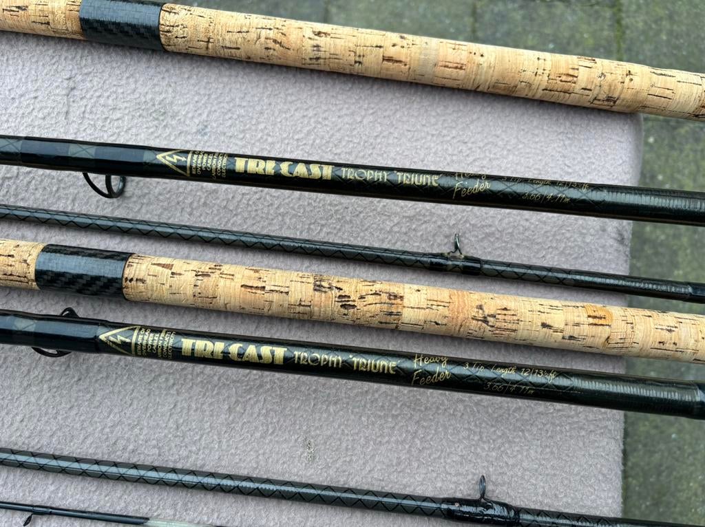 2 x tri-cast trophy 12ft heavy feeder, Ophalen of Verzenden, Gebruikt, Werphengel