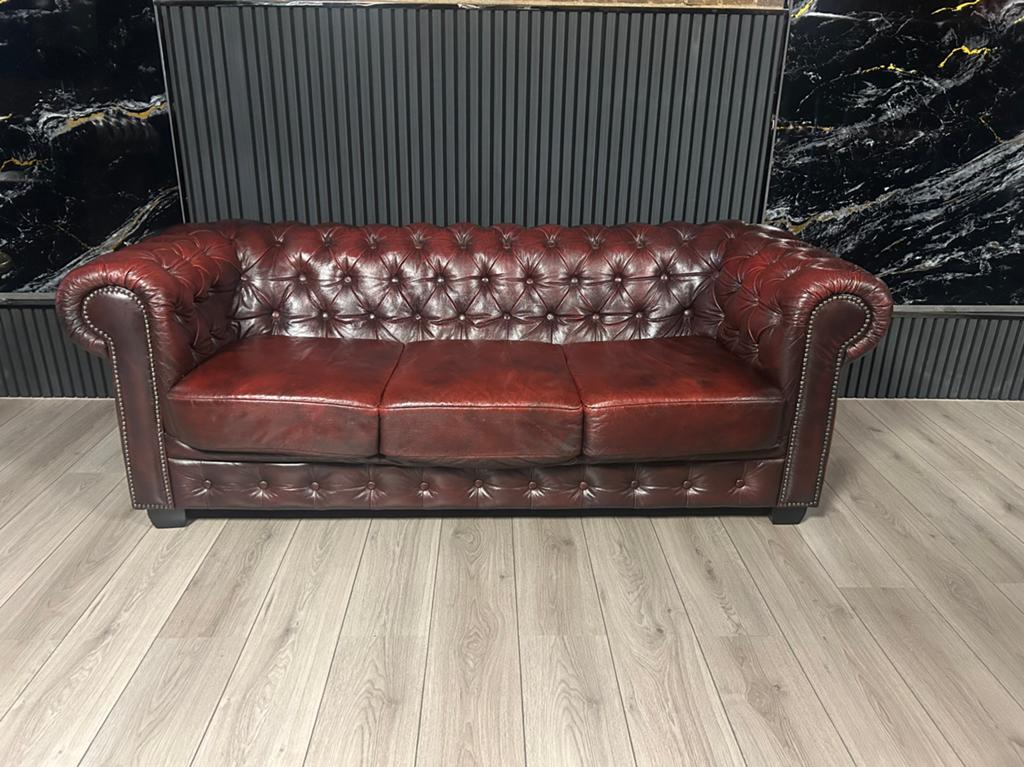 Chesterfield Lederen Birmingham  3 Zits Bank 🇬🇧🇬🇧!!, Ophalen of Verzenden, Zo goed als nieuw, 75 tot 100 cm