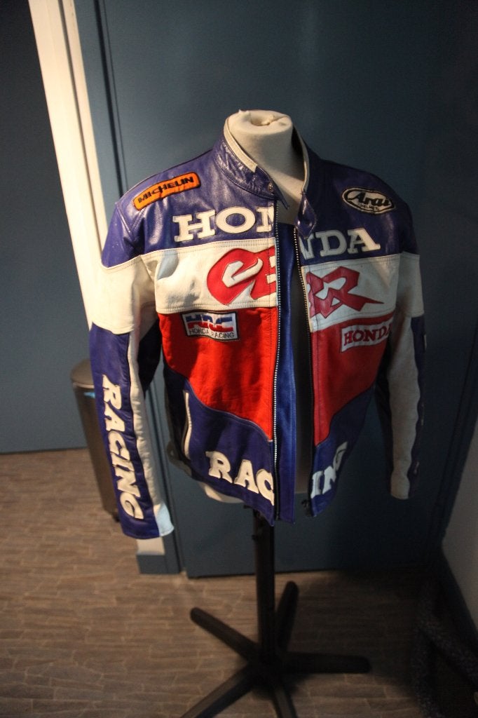 Vintage honda racing jack - leer - maat L, Motoren, Ophalen, Honda, Jas | textiel, Heren