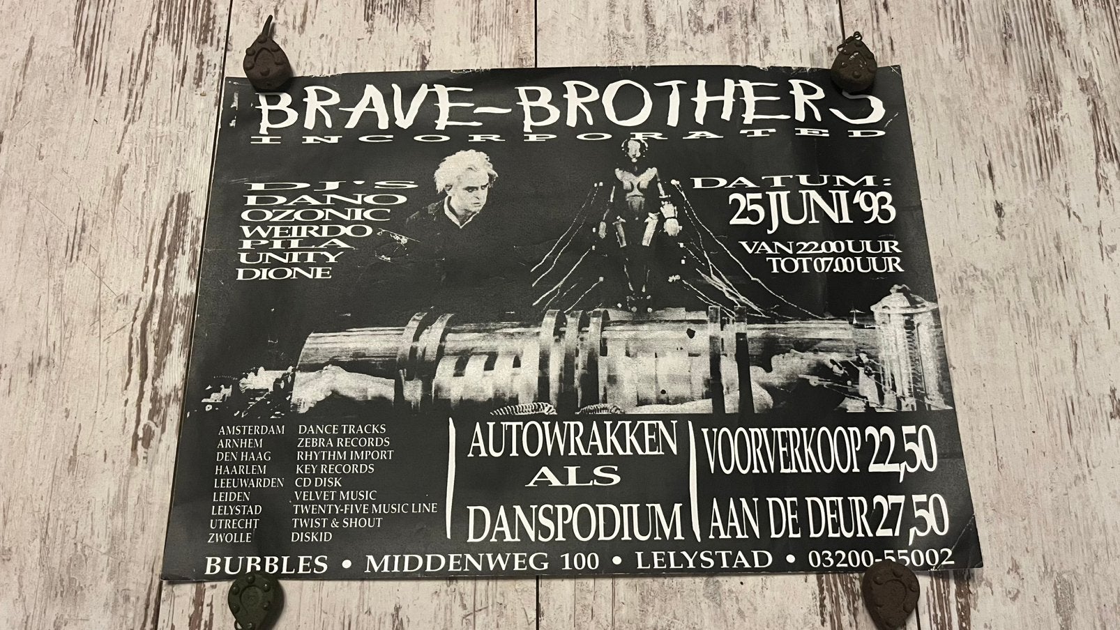 Brave brothers hardcore gabber Thunderdome poster, Ophalen of Verzenden, Gebruikt, A1 t/m A3