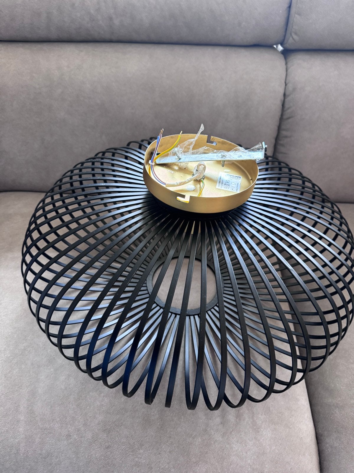 Moderne zwarte metalen plafondlamp - Lumidora, Ophalen of Verzenden, Zo goed als nieuw, Metaal, E27 (groot)