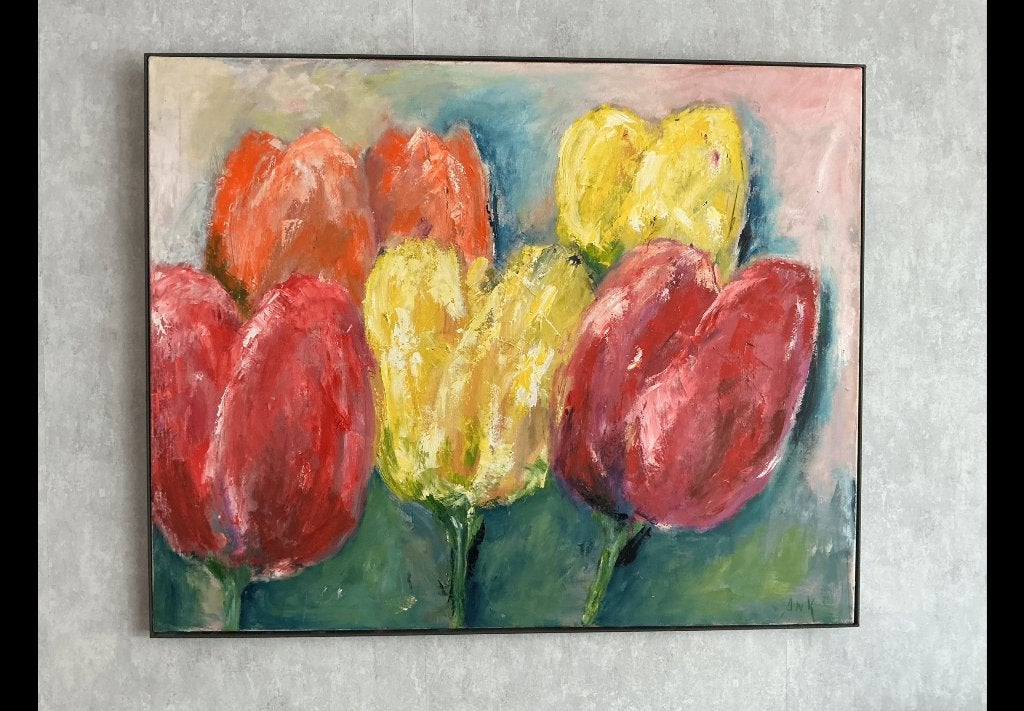 Impressionistische tulpen olieverf, Ophalen