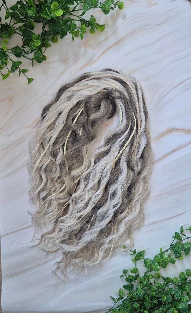 Dredlocks Dready Grijs & Natuurlijk Blond Vlechtjes 55 Stuks, Ophalen of Verzenden, Nieuw