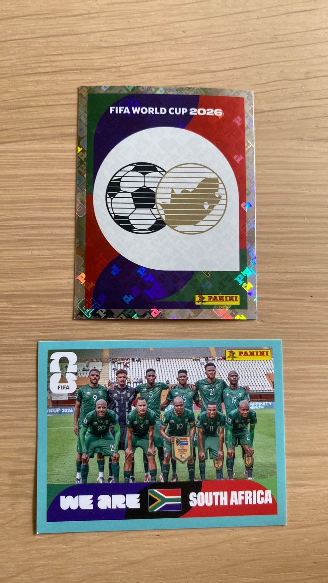 Zuid-Afrika logo en teamfoto Panini WK 2026 stickers, Ophalen of Verzenden, Zo goed als nieuw, Buitenlandse clubs, Poster, Plaatje of Sticker