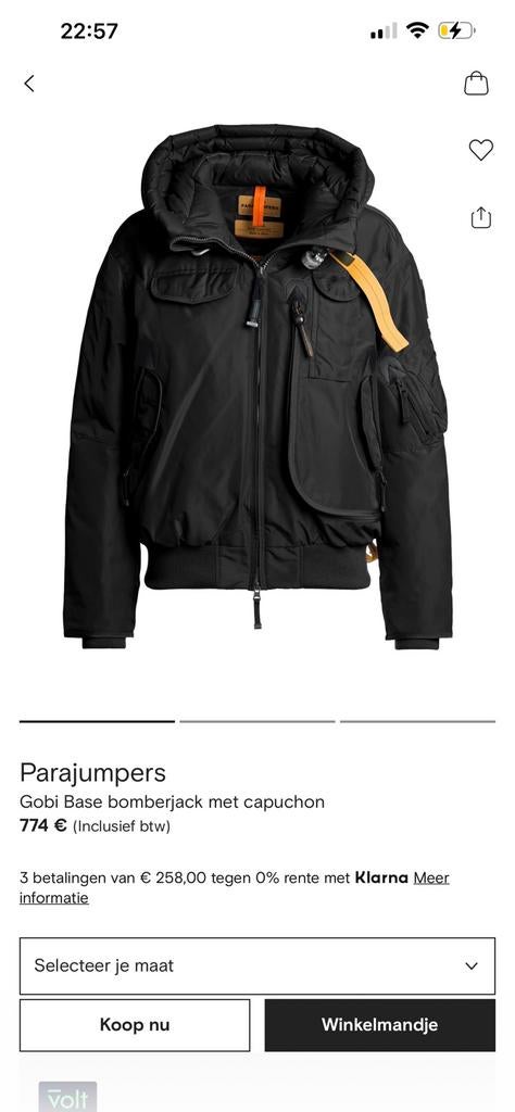 Zwarte Parajumpers Gobi bomberjack heren details XL nieuw, Kleding | Heren, Ophalen of Verzenden, Nieuw, Maat 56/58 (XL), Zwart