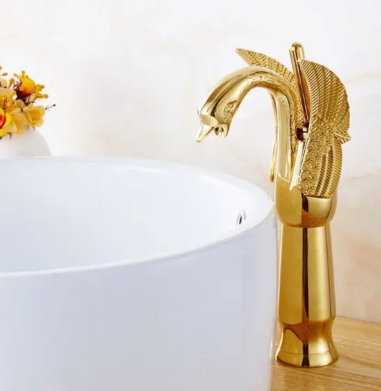 Mengkraan Wastafel waskom ZWAAN DRAAK Goud glans BADKAMER, Ophalen of Verzenden, Nieuw, Koper, Wastafel
