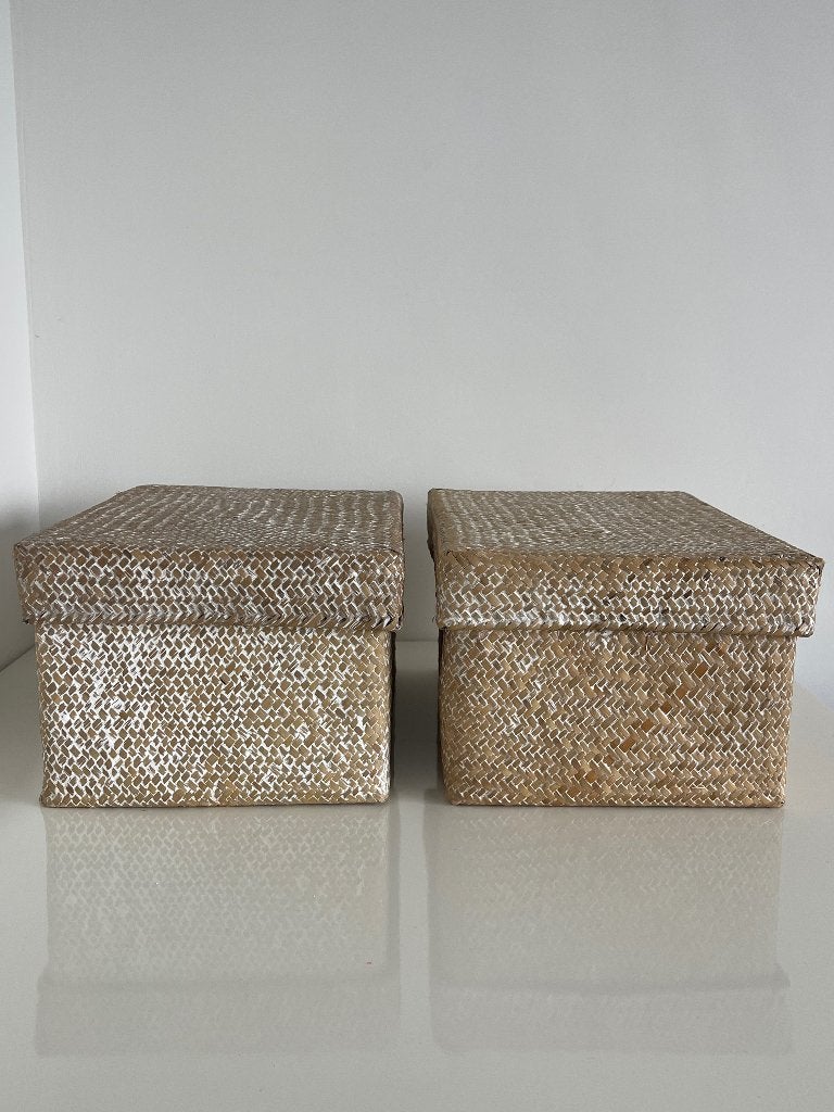 3-delige gevlochten interieurset | 2 manden + tissuebox, Ophalen, Overige materialen, Minder dan 50 cm, Gebruikt