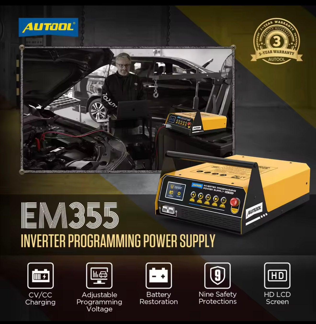 AUTOOL EM355 – Stabiele voeding + accutester, Auto diversen, Autogereedschap, Ophalen of Verzenden