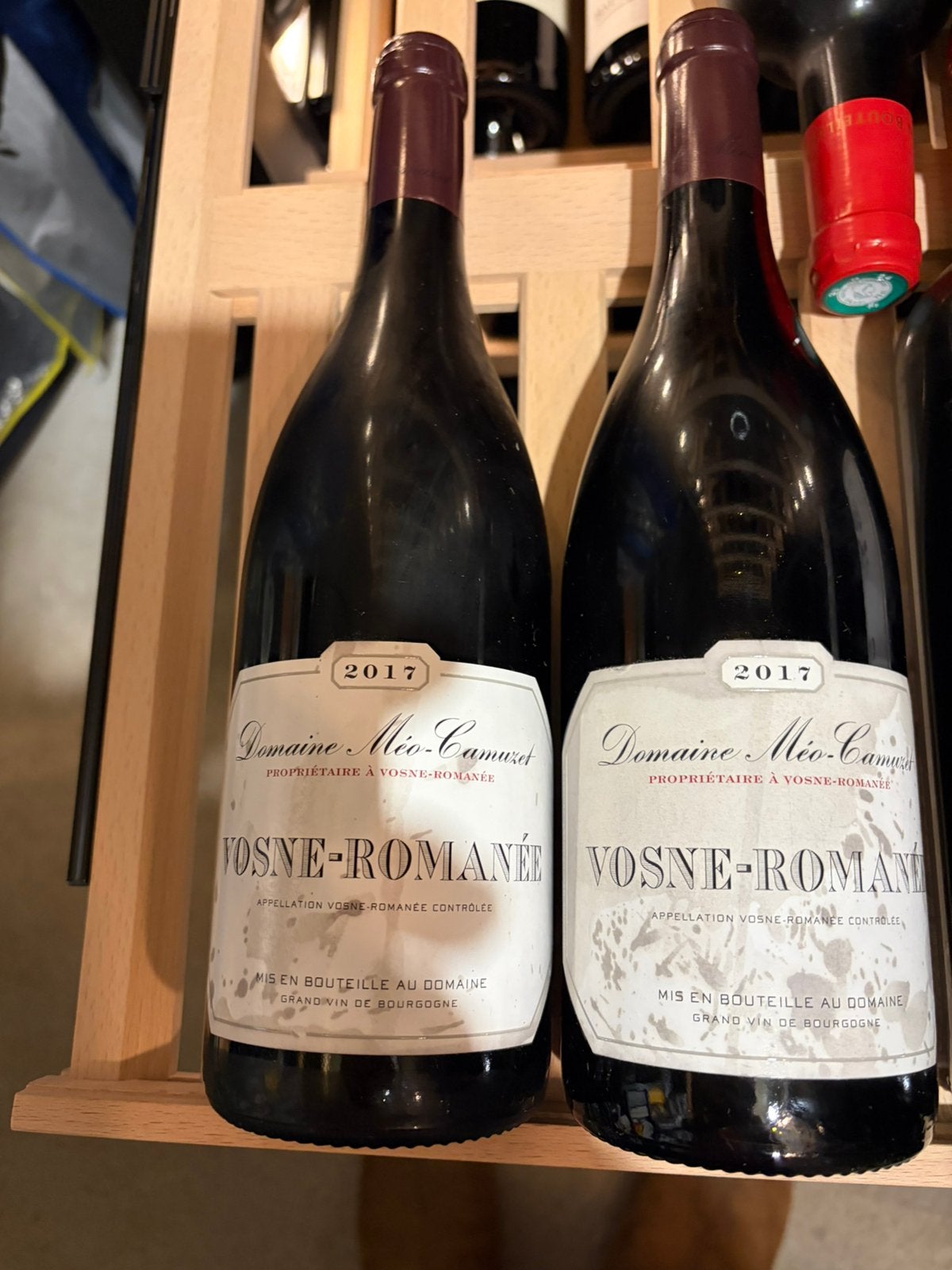 2 flessen rode wijn Vosne-Romanée Domaine Méo-Camuzet 2017, Frankrijk, Ophalen of Verzenden, Zo goed als nieuw, Rode wijn