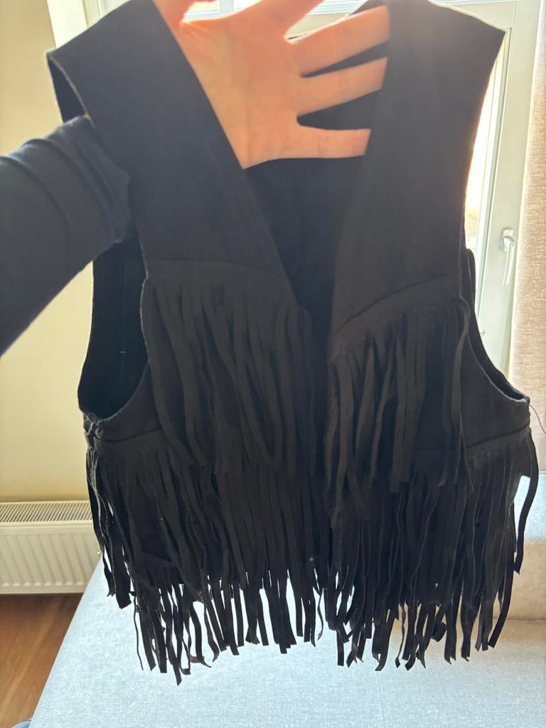 Zwart suède franje gilet - Maat 36, Kleding | Dames, Ophalen of Verzenden, Gedragen, Maat 36 (S), Zwart