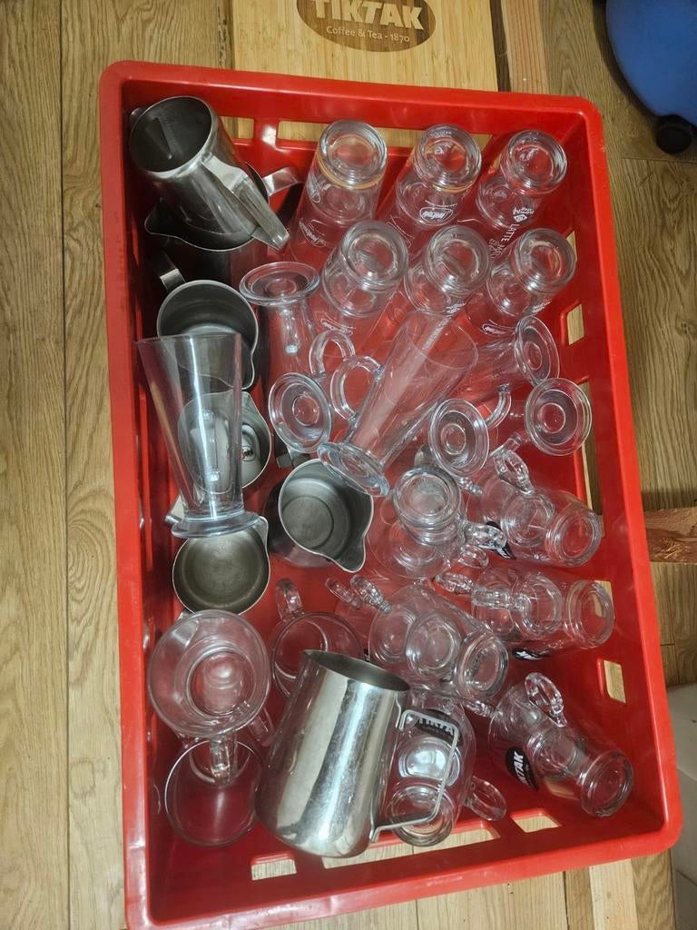 Krat vol glaswerk waaronder tiktak theeglazen, Verzamelen, Ophalen of Verzenden, Nieuw