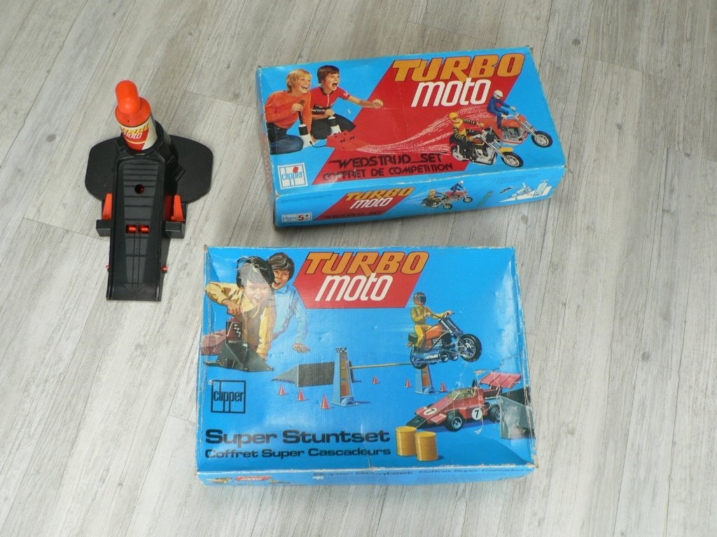 turbo moto super stunset speelset uit de jaren 70, Verzamelen, Speelgoed, Ophalen of Verzenden, Gebruikt