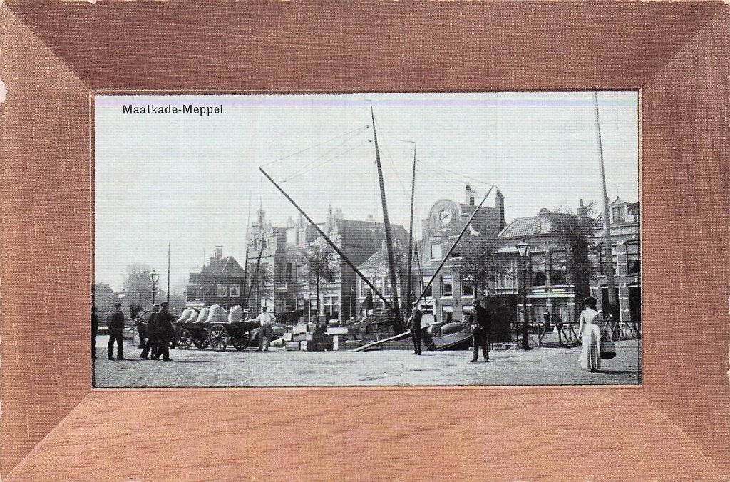 Meppel - Maatkade FRAAI Rahmenpostkarte, Ophalen of Verzenden, Voor 1920, Gelopen, Drenthe