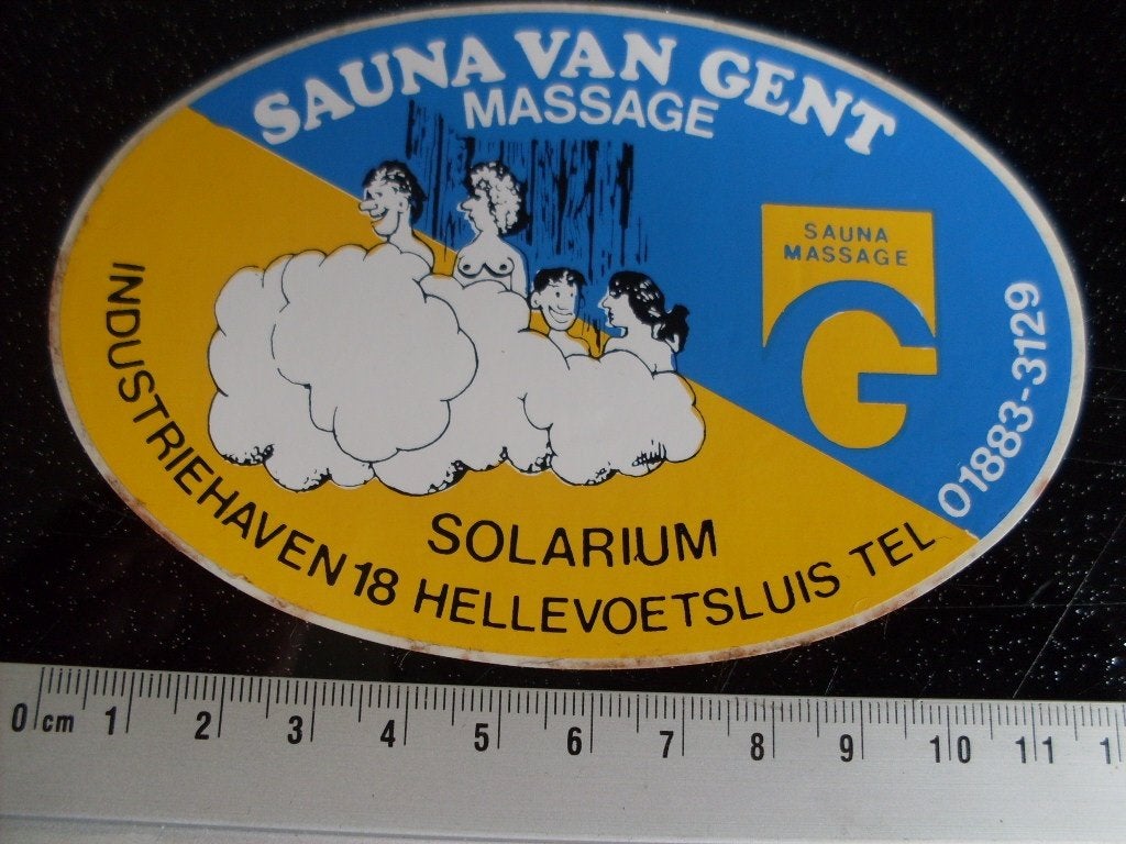sticker sauna massage van gent hellevoetsluis solarium logo, Verzenden, Zo goed als nieuw, Bedrijf of Vereniging
