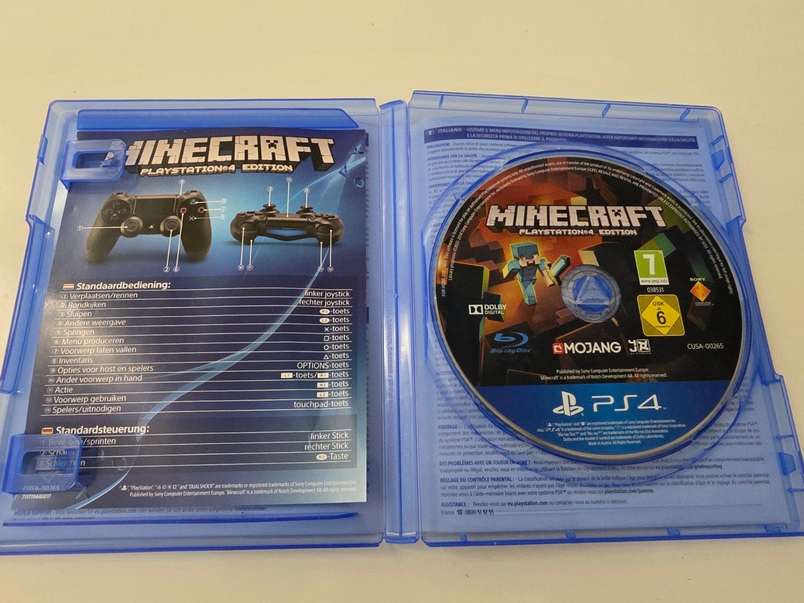 Minecraft voor PlayStation 4 en 5 Lees Beschrijving Aub, Avontuur en Actie, Mojang Studios, Support@mojang.com, Mojang AB, Söder Mälarstrand 43, 118 25 Stockholm, Sweden