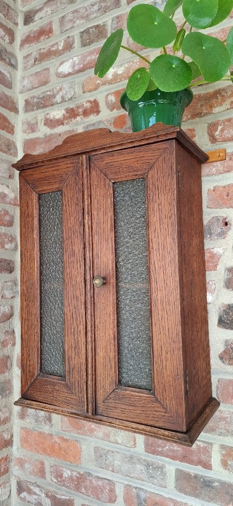 Antiek eikenhouten wandkastje - medicijnkastje - Art Deco, Ophalen of Verzenden