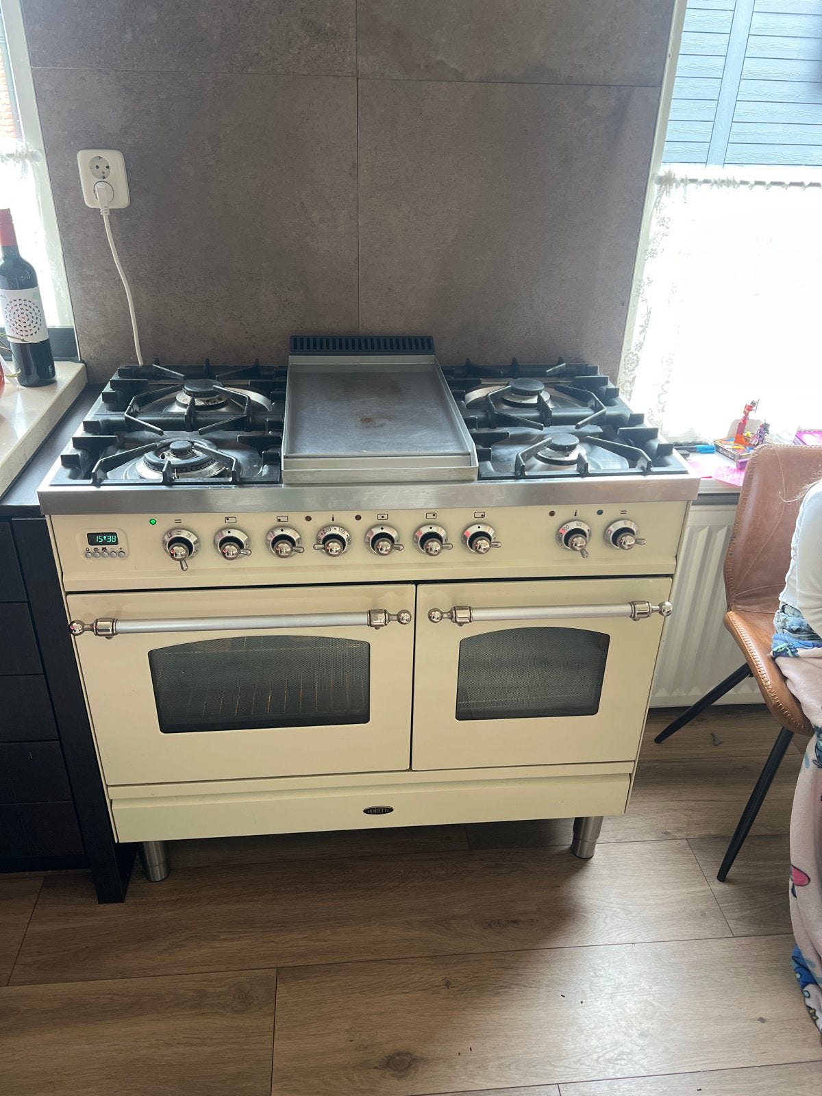 Boretti Fornuis retro met Gas Kookplaat en Dubbele Oven, Ophalen, Gebruikt, 60 cm of meer, Grill