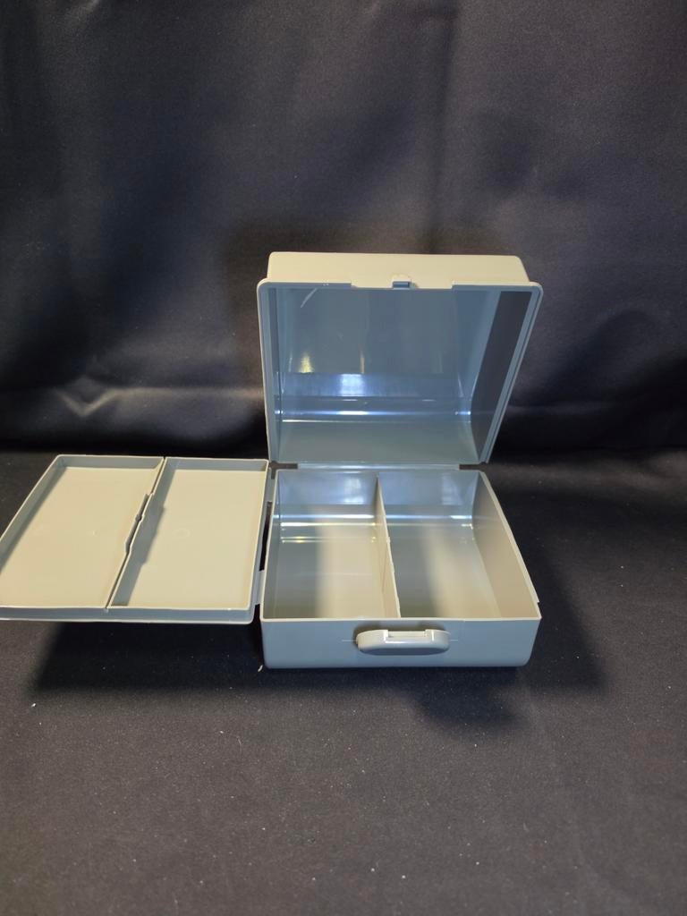 Grijze lunchbox 3 vakken met klep | bento box compartment, ., Kunststof, Nieuw, Ophalen of Verzenden