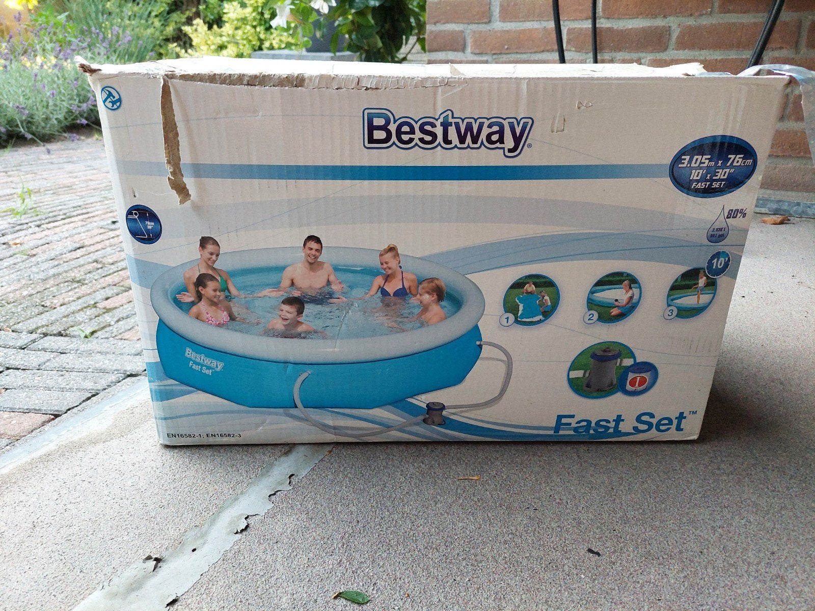 Zwembad met filter pomp en toebehoren, Tuin en Terras, Minder dan 80 cm, 300 cm of meer, Ophalen of Verzenden, Opzetzwembad