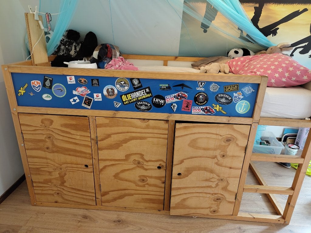Kinderbed hoogslaper met kledingkast, Ophalen, Gebruikt, Hoogslaper