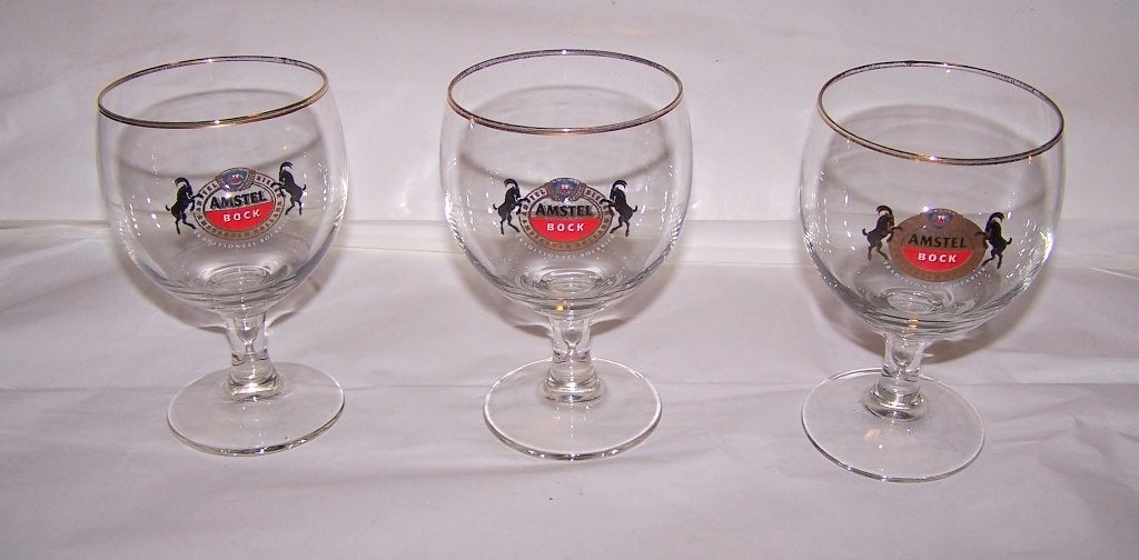 3 prachtige Amstel Bock bokalen. Nieuw., Ophalen of Verzenden, Nieuw, Bierglas